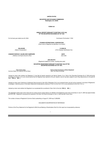 Vorschaubild Standex International 10-K Jahresbericht 