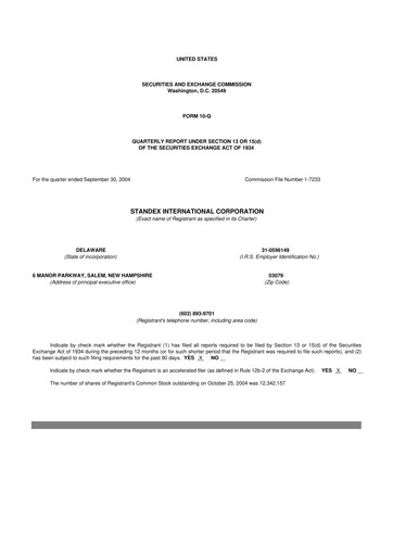Thumbnail Standex International 10-Q Quarterly Report FY 