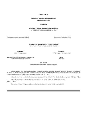 Thumbnail Standex International 10-Q Quarterly Report FY 