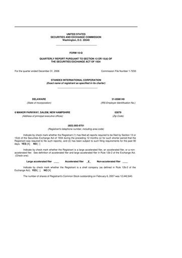 Thumbnail Standex International 10-Q Quarterly Report FY 