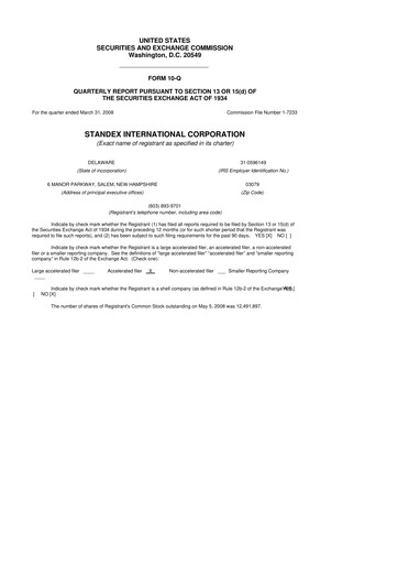 Thumbnail Standex International 10-Q Quarterly Report FY 