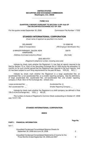 Thumbnail Standex International 10-Q Quarterly Report FY 