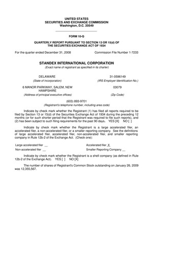 Vorschaubild Standex International 10-Q Quartalsbericht  