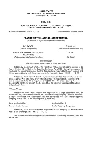 Thumbnail Standex International 10-Q Quarterly Report FY 