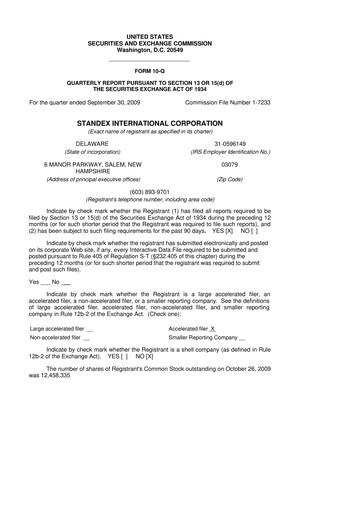 Thumbnail Standex International 10-Q Quarterly Report FY 