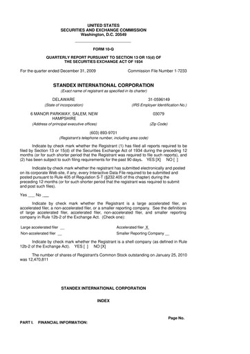 Thumbnail Standex International 10-Q Quarterly Report FY 