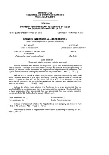 Thumbnail Standex International 10-Q Quarterly Report FY 