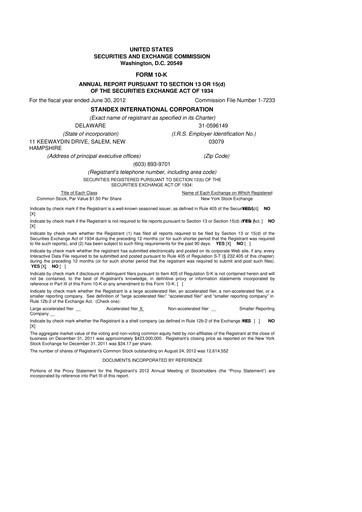 Thumbnail Standex International 10-K Annual Report 