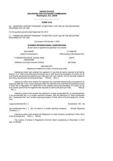 Thumbnail Standex International 10-Q Quarterly Report FY 