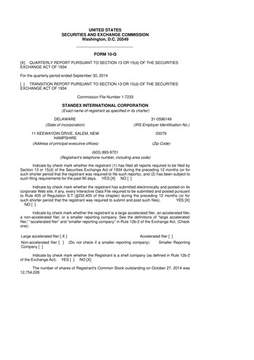 Thumbnail Standex International 10-Q Quarterly Report FY 