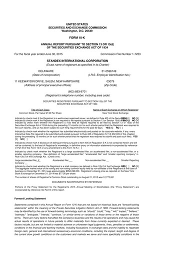 Thumbnail Standex International 10-K Annual Report 