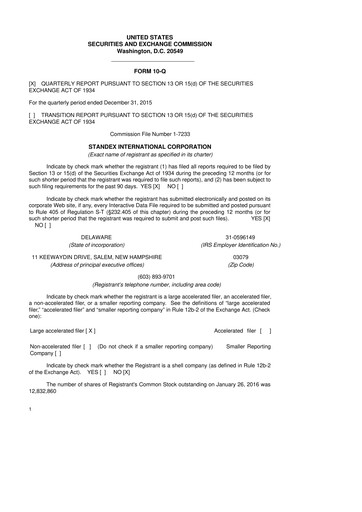 Thumbnail Standex International 10-Q Quarterly Report FY 