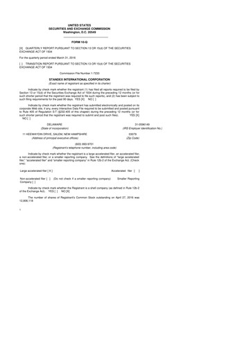 Thumbnail Standex International 10-Q Quarterly Report FY 
