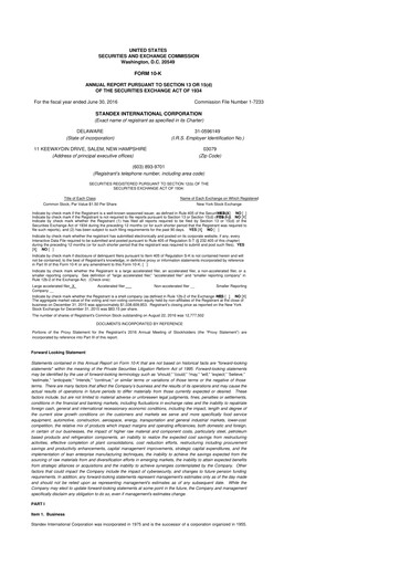 Thumbnail Standex International 10-K Annual Report 