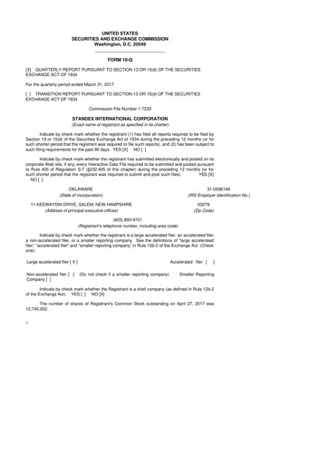 Thumbnail Standex International 10-Q Quarterly Report FY 