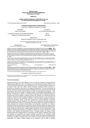 Vorschaubild Standex International 10-K Jahresbericht 2017