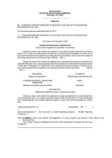 Thumbnail Standex International 10-Q Quarterly Report FY 