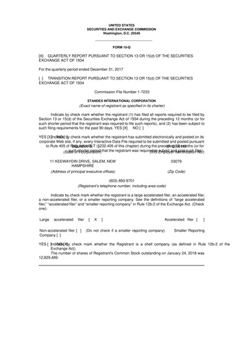 Thumbnail Standex International 10-Q Quarterly Report FY 