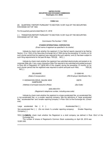 Thumbnail Standex International 10-Q Quarterly Report FY 
