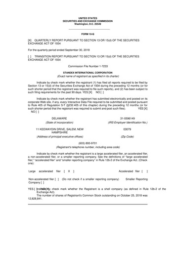 Thumbnail Standex International 10-Q Quarterly Report FY 