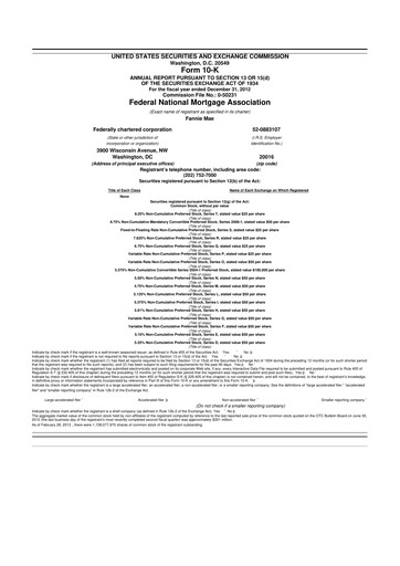 Miniature Fannie Mae
 10-K Rapport annuel 2012