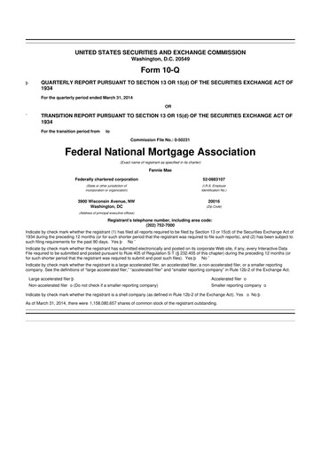 Miniature Fannie Mae
 10-Q Rapport trimestriel 2014 