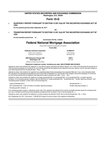 Miniature Fannie Mae
 10-Q Rapport trimestriel 2017 