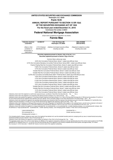 Miniature Fannie Mae
 10-K Rapport annuel 2018