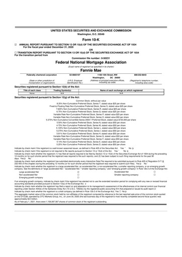 Miniature Fannie Mae
 10-K Rapport annuel 2020