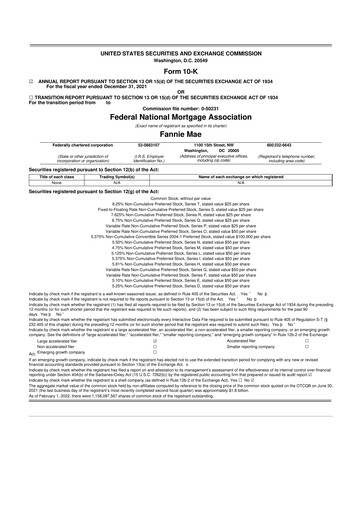 Miniature Fannie Mae
 10-K Rapport annuel 2021