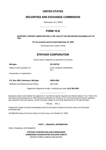 Thumbnail Stryker Corporation 10-Q Quarterly Report FY 