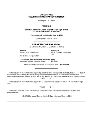 Thumbnail Stryker Corporation 10-Q Quarterly Report FY 