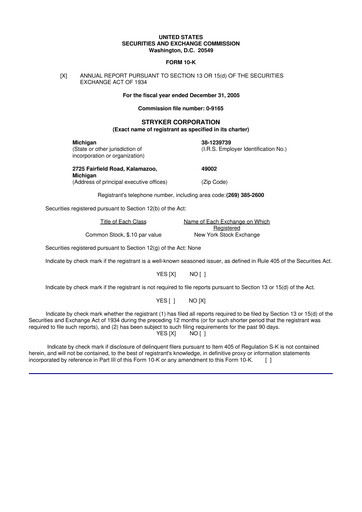 Thumbnail Stryker Corporation 10-K Annual Report 