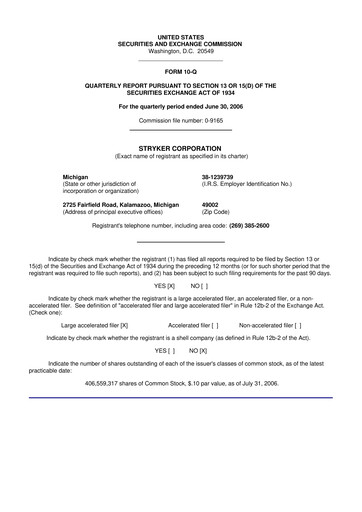 Thumbnail Stryker Corporation 10-Q Quarterly Report FY 