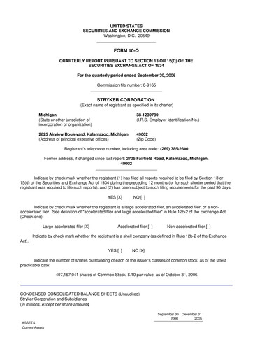 Thumbnail Stryker Corporation 10-Q Quarterly Report FY 