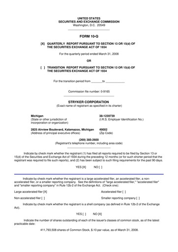 Thumbnail Stryker Corporation 10-Q Quarterly Report FY 