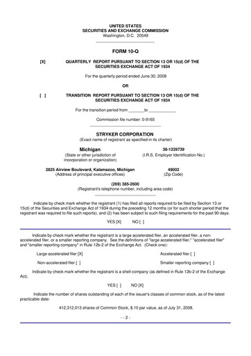 Thumbnail Stryker Corporation 10-Q Quarterly Report FY 