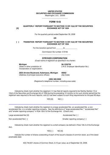 Thumbnail Stryker Corporation 10-Q Quarterly Report FY 