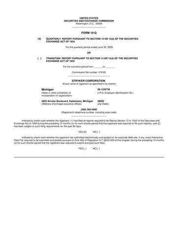 Thumbnail Stryker Corporation 10-Q Quarterly Report FY 