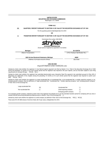 Thumbnail Stryker Corporation 10-Q Quarterly Report FY2018 