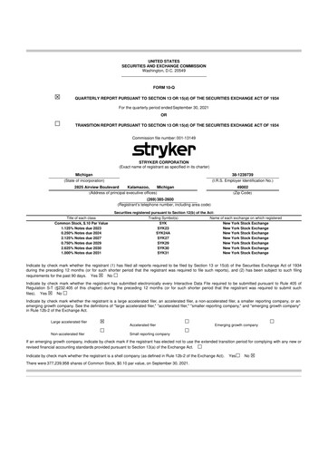 Thumbnail Stryker Corporation 10-Q Quarterly Report FY2021 