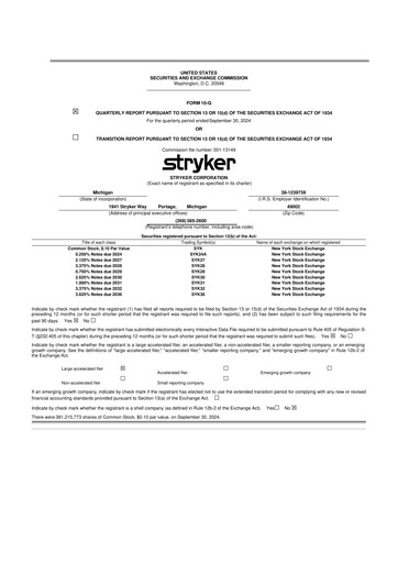 Thumbnail Stryker Corporation 10-Q Quarterly Report FY2024 