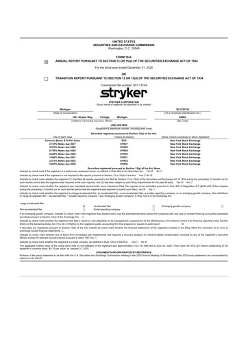 Thumbnail Stryker Corporation 10-K Annual Report 2024