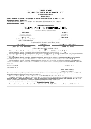 Thumbnail Haemonetics 10-K Annual Report 2019