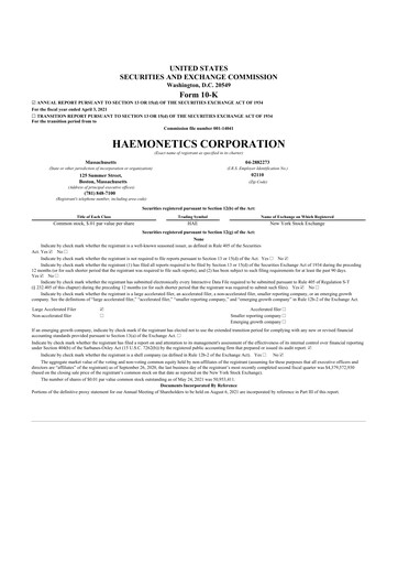 Thumbnail Haemonetics 10-K Annual Report 