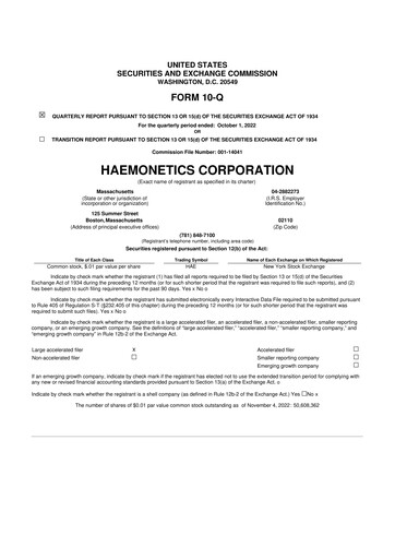 Thumbnail Haemonetics 10-Q Quarterly Report FY2023 