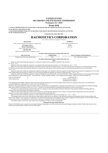 Thumbnail Haemonetics 10-K Annual Report 