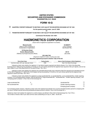 Thumbnail Haemonetics 10-Q Quarterly Report FY2027 