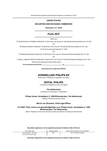 Thumbnail Philips 20-F Annual Report 2020