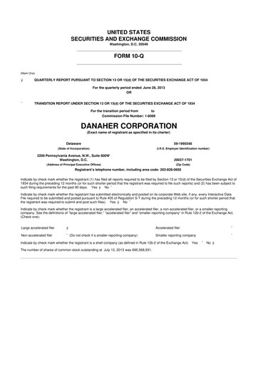 Thumbnail Danaher 10-Q Quarterly Report FY2013 